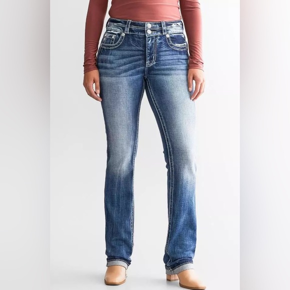 Miss Me Denim - Miss Me Women's Curvy Straight Blue Jeans